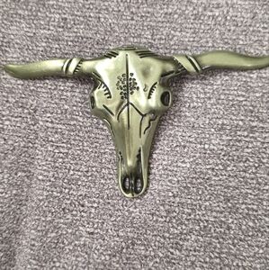 New gold western long horn longhorn Steer Bull belt Buckle